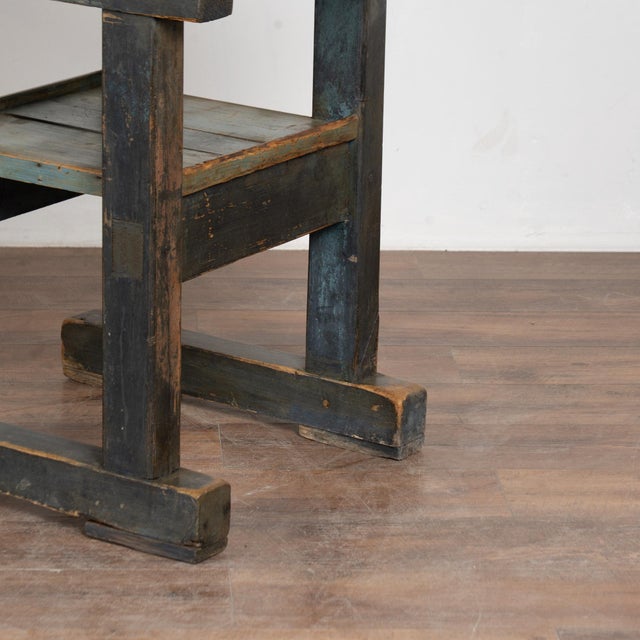 19th-Century Rustic Pine Console Table With Painted Base and Shelf For Sale - Image 11 of 12