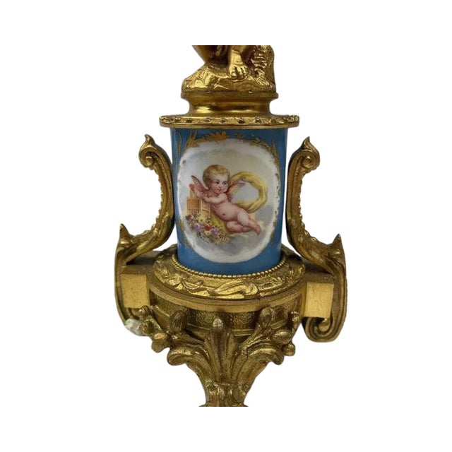 Ceramic Antique French Japy Frères Ormolu & Sevres Style Porcelain Clock Garniture Set – True Masterpiece For Sale - Image 7 of 18
