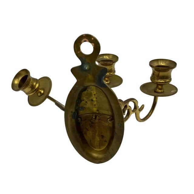 1960s Vintage Mid-Century Modern Brass Triple Arm Wall Sconce For Sale In Orlando - Image 6 of 8
