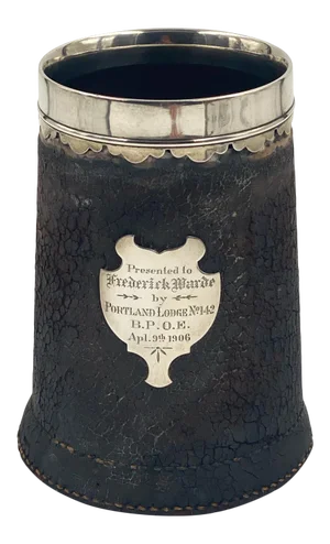 Leather Tankard With Silver Mounts, American