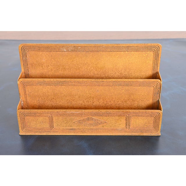 Early 20th Century Tiffany Studios New York Graduate Pattern Bronze Doré Letter Rack For Sale - Image 5 of 12