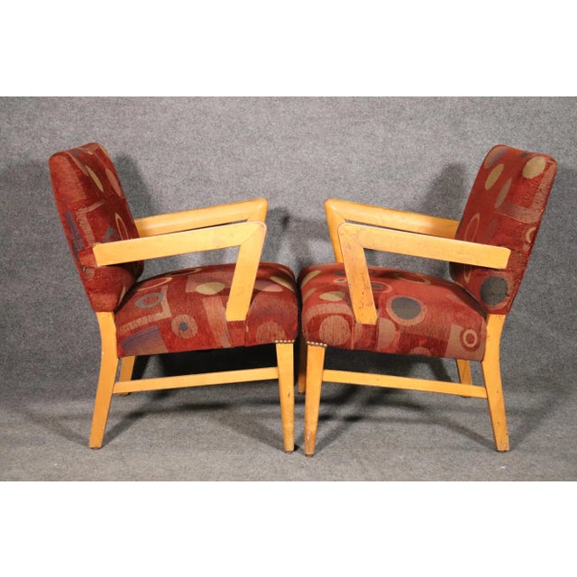 Brick Red Mid 20th Century Deco Style Armchairs - 2 Pieces For Sale - Image 8 of 12