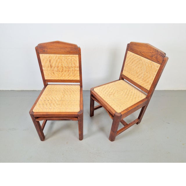 Brown Set of Art Deco Dutch Haagse School Oak Rattan Chair, 1930s For Sale - Image 8 of 15