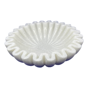 Hand Crafted Marble Decorative Ruffle Scalloped Bowl 8"