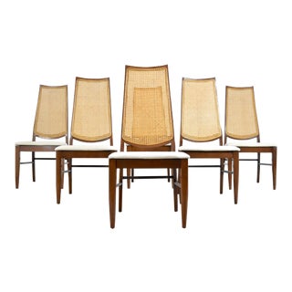 Mid Century Modern Cane Back Dining Chairs - Set of 6 For Sale