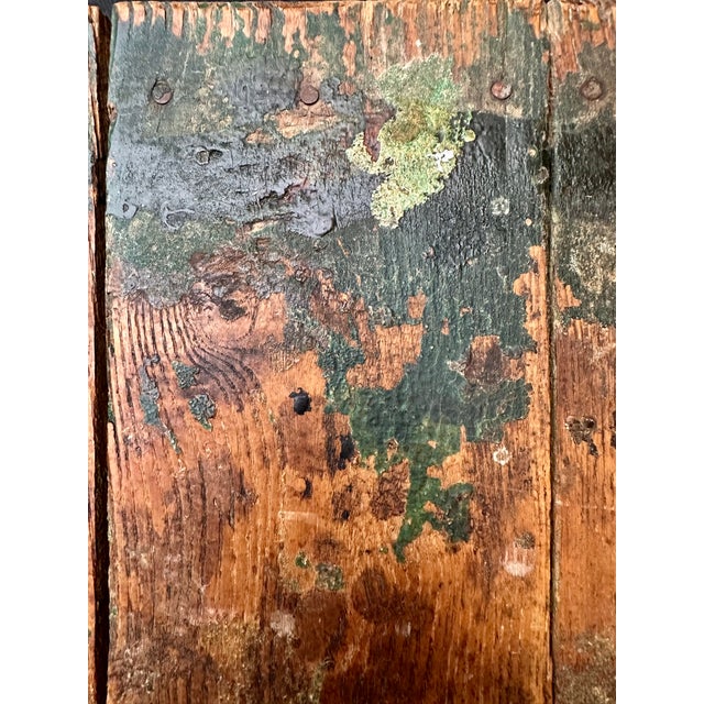 Early 20th Century Globe Vise & Truck Co. Industrial Original Patina Green Oak Factory Cart For Sale - Image 16 of 18
