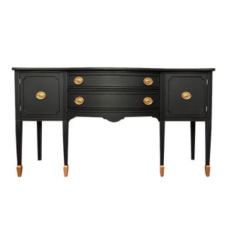 1960s Federal Style Buffet Black Painted Sideboard Credenza For Sale