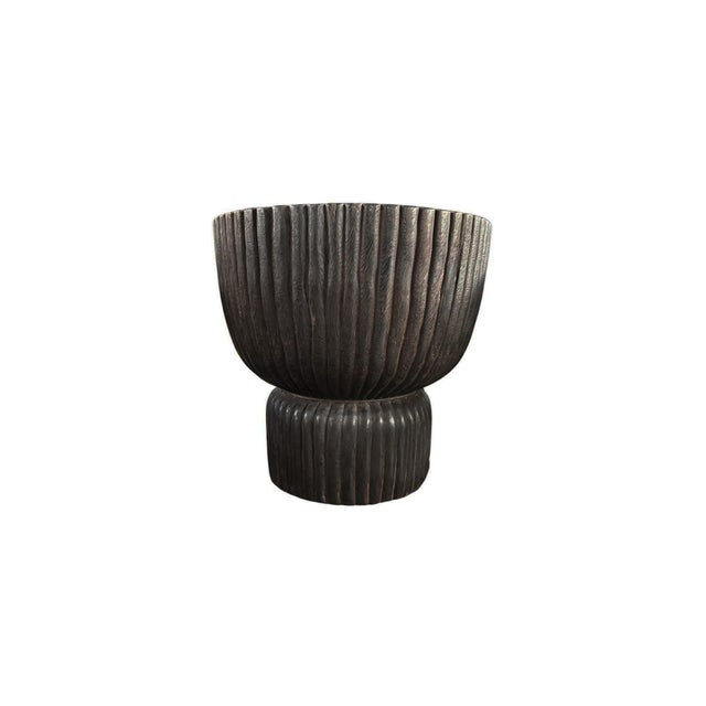 Sculptural Suar Wood Side Table, Espresso Finish Modern Organic For Sale - Image 6 of 7