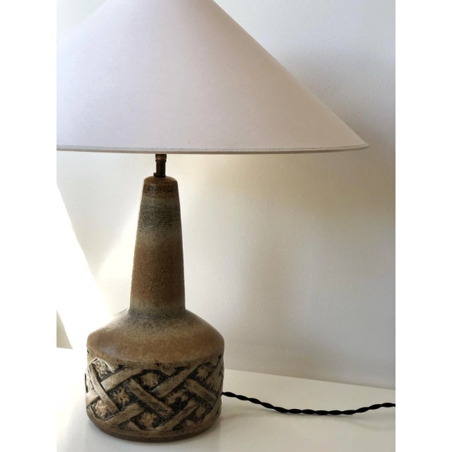Danish Modern, Large Soholm Pottery Table Lamp in brown stoneware. Handcrafted mid-century modern lamp base with beautiful...