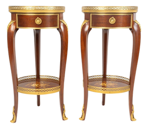 Wood and Gilt Bronze Pedestal Tables in the Louis Xv Style., Set of 2
