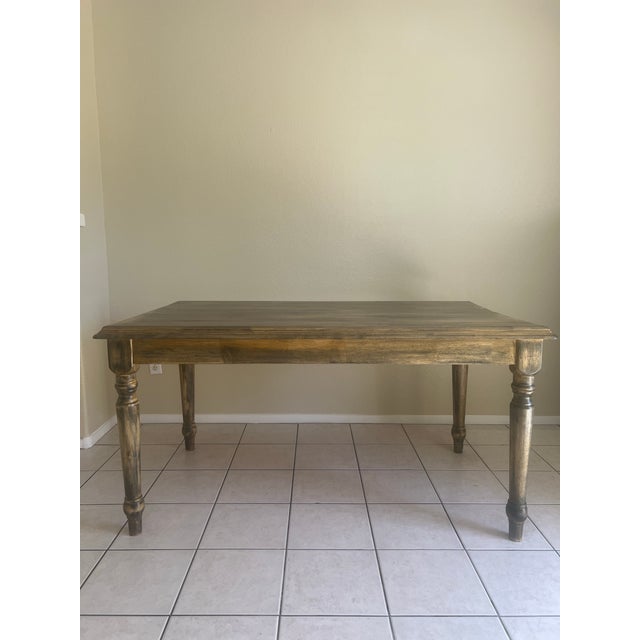 Farmhouse Hand-Refinished Solid Wood Farmhouse Table - Timeless Rustic Charm For Sale - Image 3 of 11
