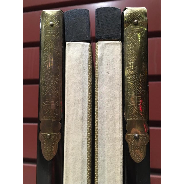 Midcentury Chinoiserie 4-Panel Folding Screen From Hong Kong For Sale - Image 11 of 13