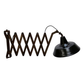 Large Mid-Century Black Enamel and Iron Scissor Wall Lamp For Sale