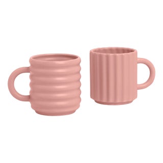 Ripple Mugs in Pink from Form&Seek, Set of 2 For Sale