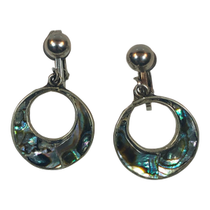 Vintage Abalone Sterling Door Knocker Earrings - A Pair