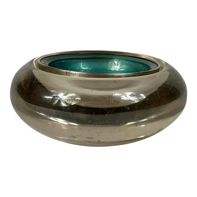 Mid 20th Century Silverplate and Art Glass Dish by Fb Rogers For Sale