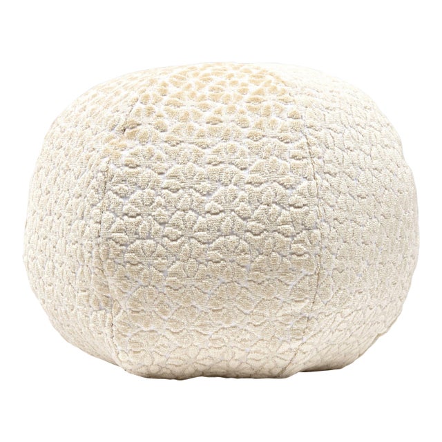 The House Of Scalamandré Petal Velvet Circle Pillow In Ivory For Sale