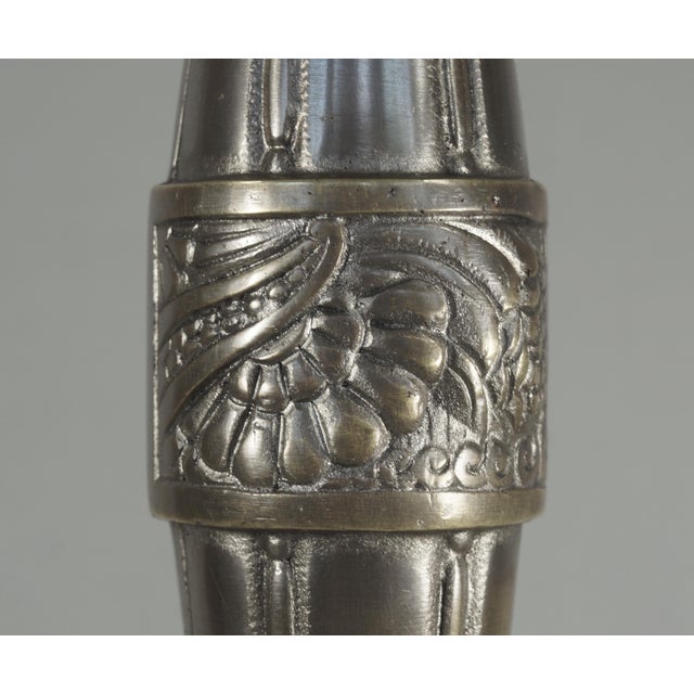 Georges Leleu French Art Deco Table Lamp in Frosted Glass & Nickeled Bronze - 1930s For Sale - Image 6 of 11