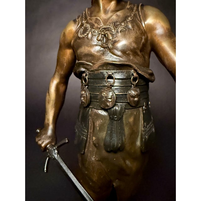 Brown Late 19th Century Émile Picault French Bronze Warrior Sculpture “Vincere Aut Mori” For Sale - Image 8 of 13