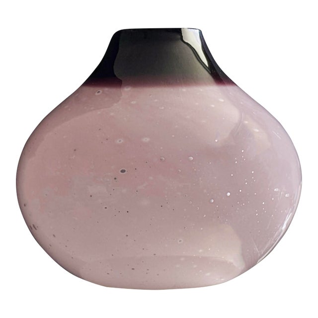 Large Mid 20th Century Alfredo Barbini Burgandy and Pink Hand Blown Murano Glass Vase, Signed For Sale