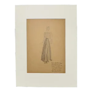 Late 1930s Figure Study of a Woman Wearing a Long Evening Skirt and Blouse