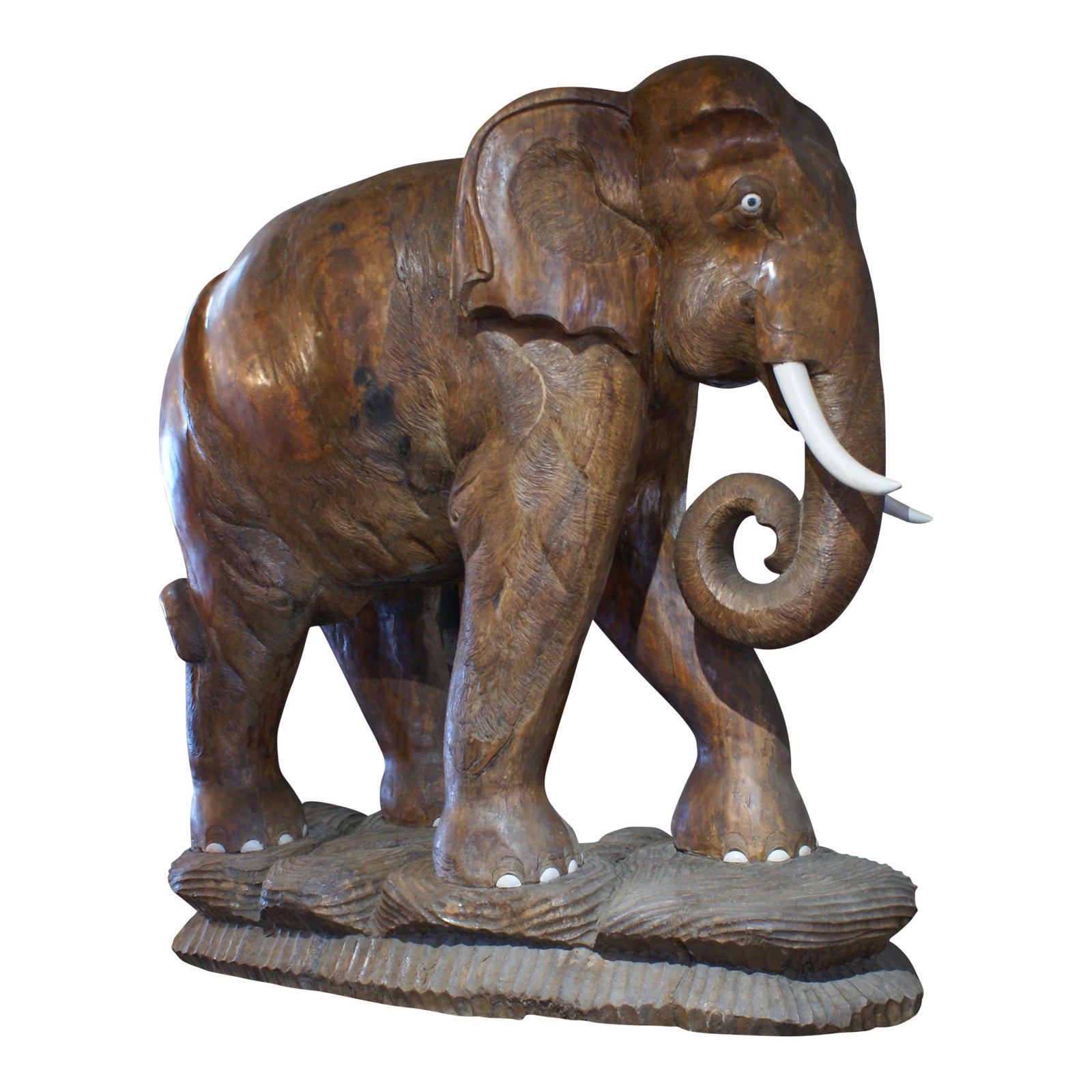 Large Carved Teak Elephant Chairish