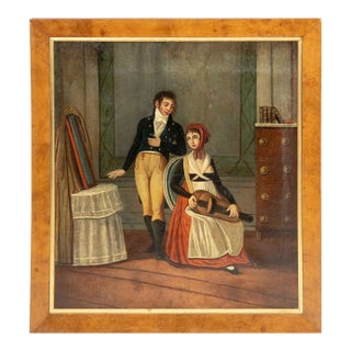 European School, Playing a Hurdy-Gurdy, Oil, 19th Century For Sale