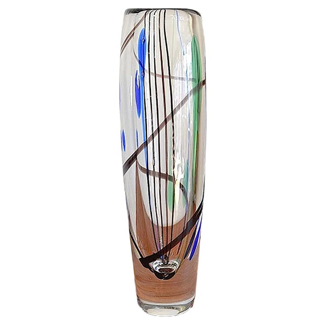 Scandinavian Abstracta Glass Vase by Vicke Lindstrand for Kosta, 1960s For Sale