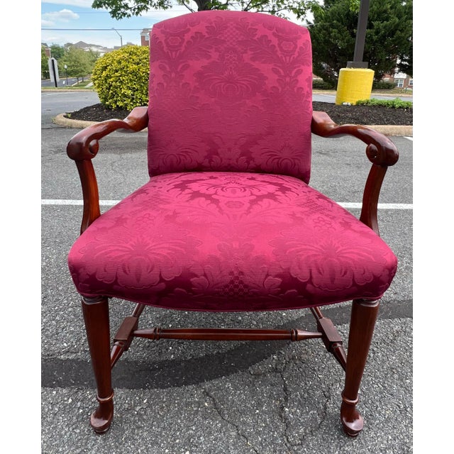 Traditional Vintage Georgian Style Mahogany Gainsborough Chairs - A Pair For Sale - Image 3 of 9