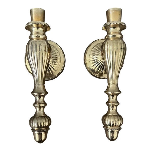 Late 20th Century Brass Candle Sconces- a Pair For Sale
