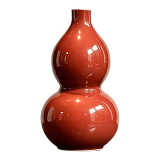 Chinese Ceramic Vase,Red GlazePorcelain Gourd Vase For Sale