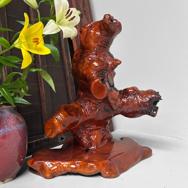 Bring the powerful stillness of Japanese nature into your home with this exceptional neagari (根上り) rootwood sculpture....