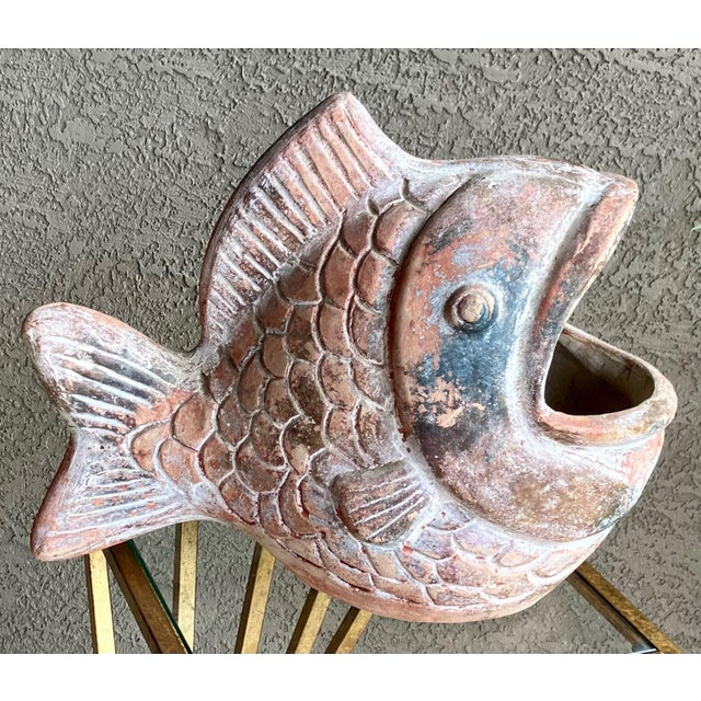 Rustic Chic Late 20th-Century Barro Rojo (Red Clay) in or Out of Doors Wide-Mouth Fish Planter, Mexico For Sale - Image 15 of 18
