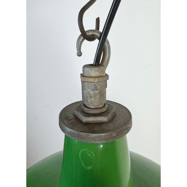 Industrial Green Enamel Factory Pendant Lamp from Revo, 1950s For Sale - Image 9 of 18