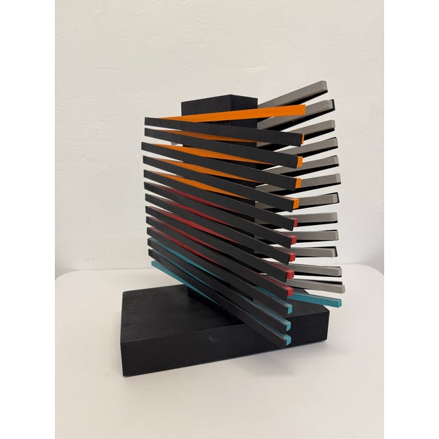 1980s Abstract Multi-Color Wood Table Sculpture, 1980s For Sale - Image 5 of 12