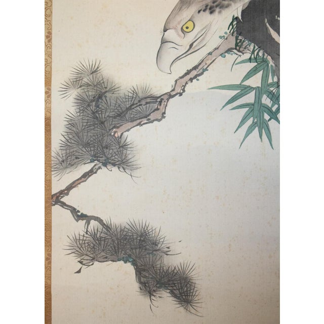 "Eagle" by Imao Keinen, Meiji to Taisho Era Japanese Silk Scroll Painting For Sale In Dallas - Image 6 of 18