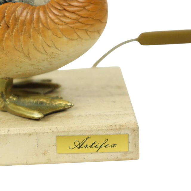 Green Duck Lamp in Brass, Resin and Travertine by Malevolti by Artiflex, 1970s For Sale - Image 8 of 18