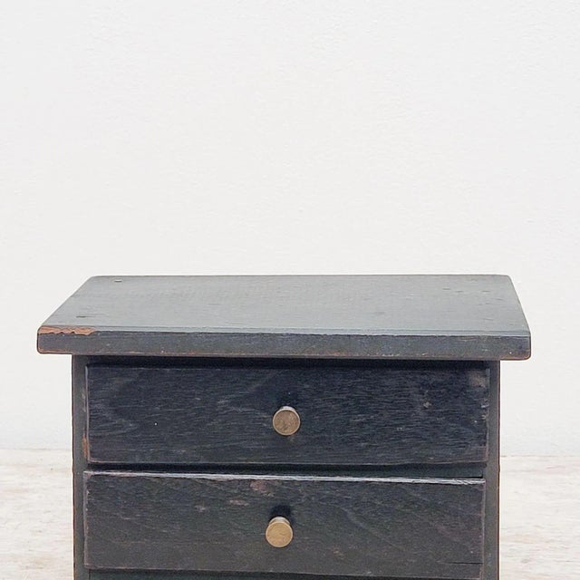 Late 19th Century Dark Blue 3-Drawer American Jewelry Box, Circa 1880 For Sale - Image 5 of 6