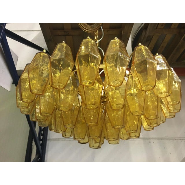 Poliedro Murano Glass Green Chandelier with Gold Metal from Simoeng For Sale - Image 9 of 11