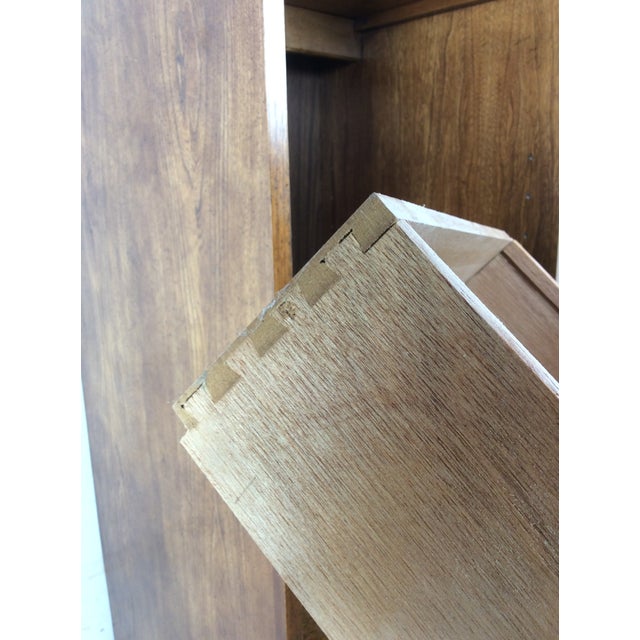 Mid Century Campaign Style Wall Unit With Lighted Glass Shelf by Stanley Furniture For Sale - Image 13 of 18