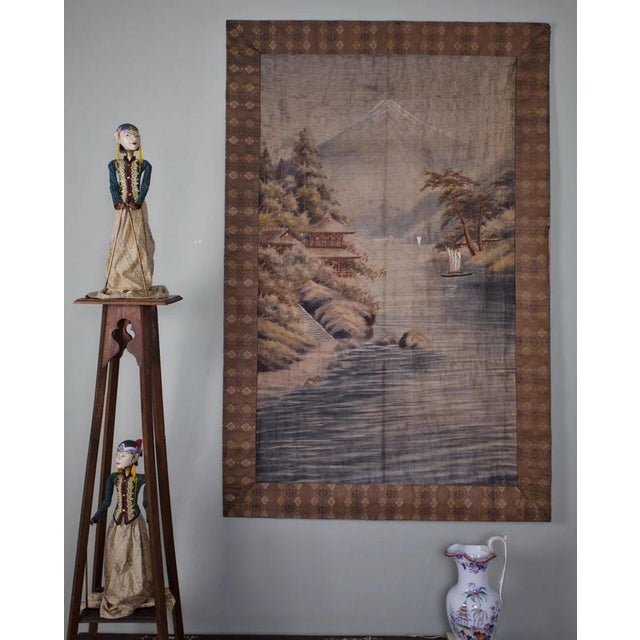 Japanese School, Lake under Mount Fuji, Embroidered Panel For Sale - Image 6 of 6