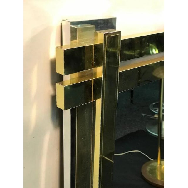 Karl Springer Polished Brass Chromed Metal Wall Mirror in the Manner of Springer For Sale - Image 4 of 9