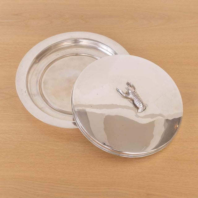 1940s Alpaca Silver Lobster Serving Tray With Lid, Spain For Sale In Los Angeles - Image 6 of 15