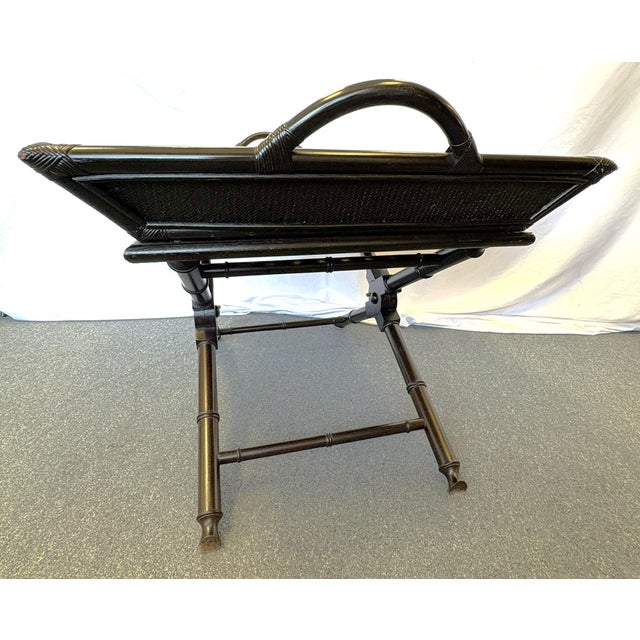 Vintage Chinese Chippendale Rattan and Bamboo Butler Tray Table For Sale - Image 10 of 16