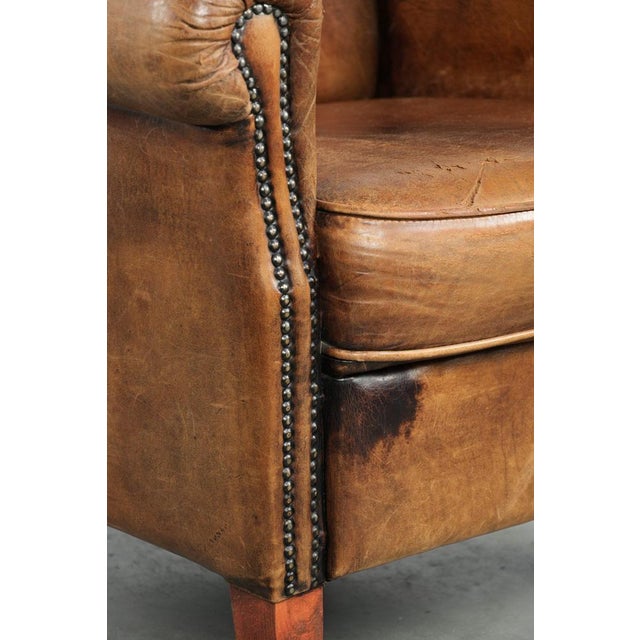 Vintage Brown Sheepskin Armchair For Sale - Image 12 of 15