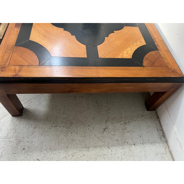 20th Century Wooden Coffee Table with Geometric Decoration For Sale - Image 6 of 9