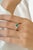 American Art Deco Emerald & Diamond Crossover Cocktail Ring in 18k White Gold Size 9 For Sale - Image 3 of 16