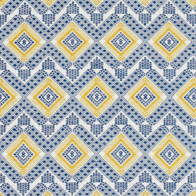Schumacher X A Rum Fellow Ocosito Hand Woven Fabric in Blue For Sale