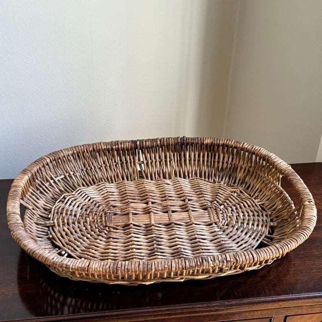 Rustic European Wicker Tray For Sale - Image 10 of 11