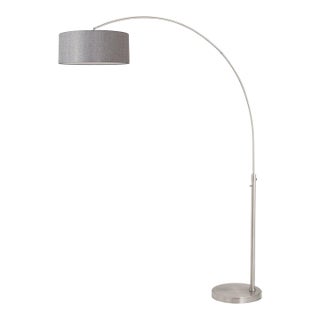 1960s Mid Century Modern Float Float Lamp - 92" Satin Nickel Steel, Cashmere Gray Linen Shade, Dimmable For Sale